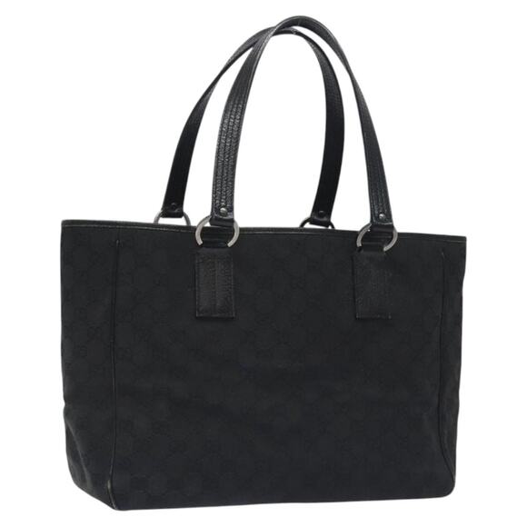 GUCCI GG Canvas Tote Bag Black Silver - Picture 1 of 16